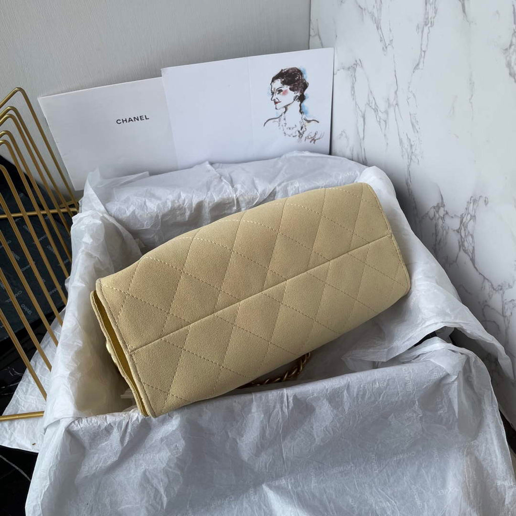 Chanel 25 Mini Handbag AS5631 - Beige Suede Calfskin