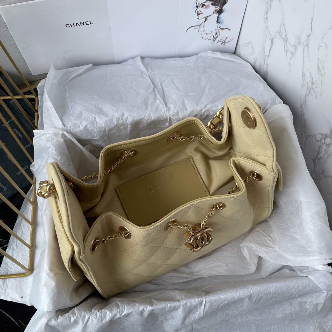 Chanel 25 Mini Handbag AS5631 - Beige Suede Calfskin