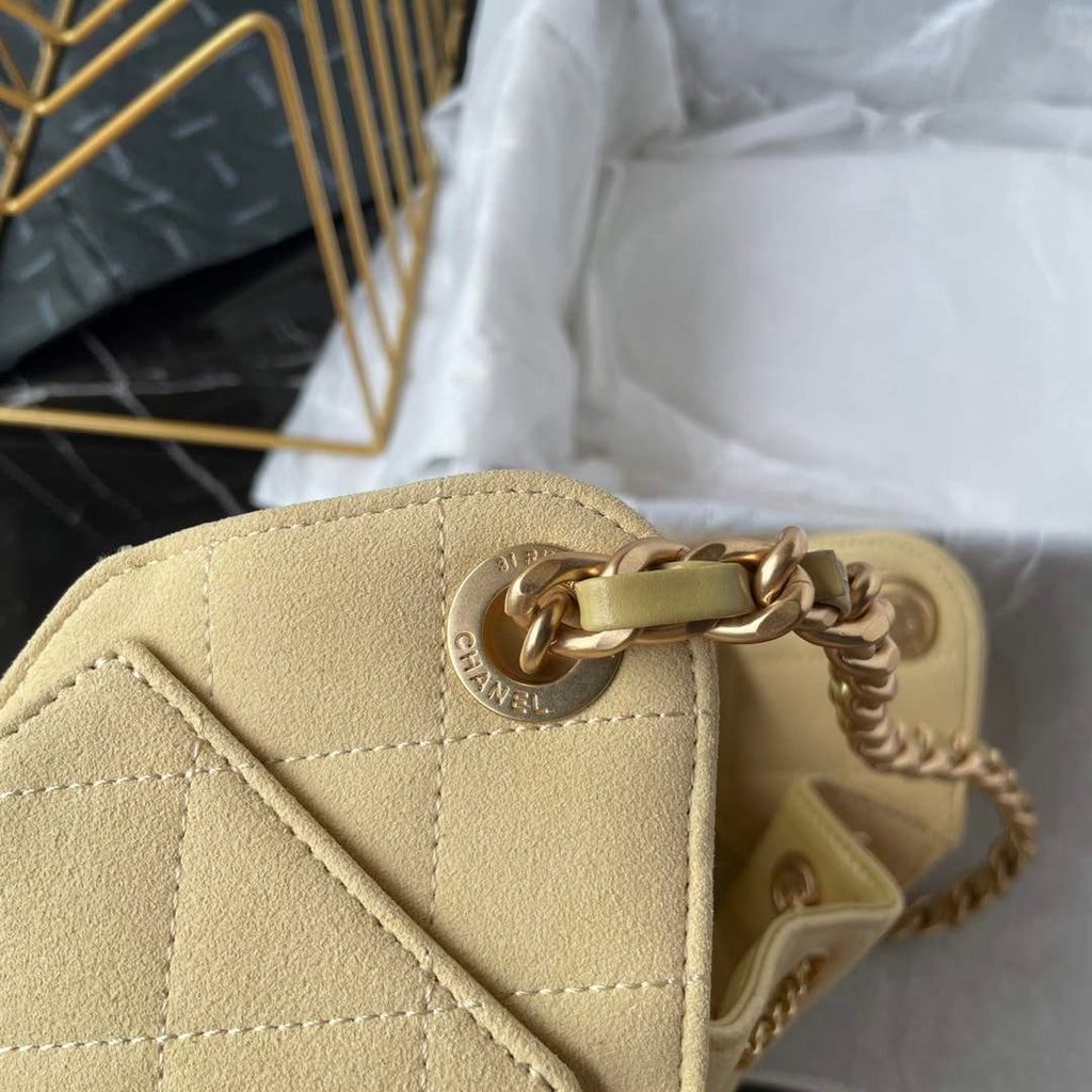 Chanel 25 Mini Handbag AS5631 - Beige Suede Calfskin