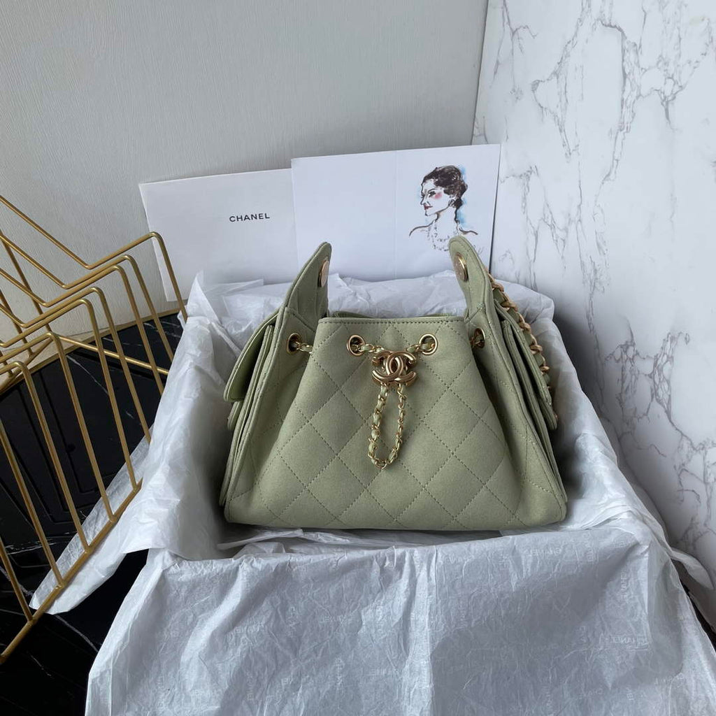 Chanel 25 Mini Handbag AS5631 - Green Suede Calfskin