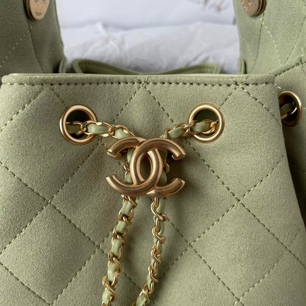 Chanel 25 Mini Handbag AS5631 - Green Suede Calfskin