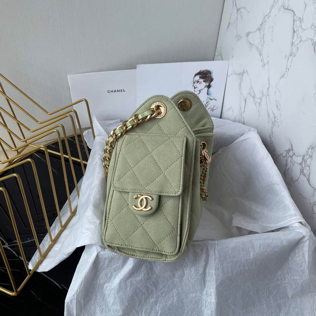 Chanel 25 Mini Handbag AS5631 - Green Suede Calfskin