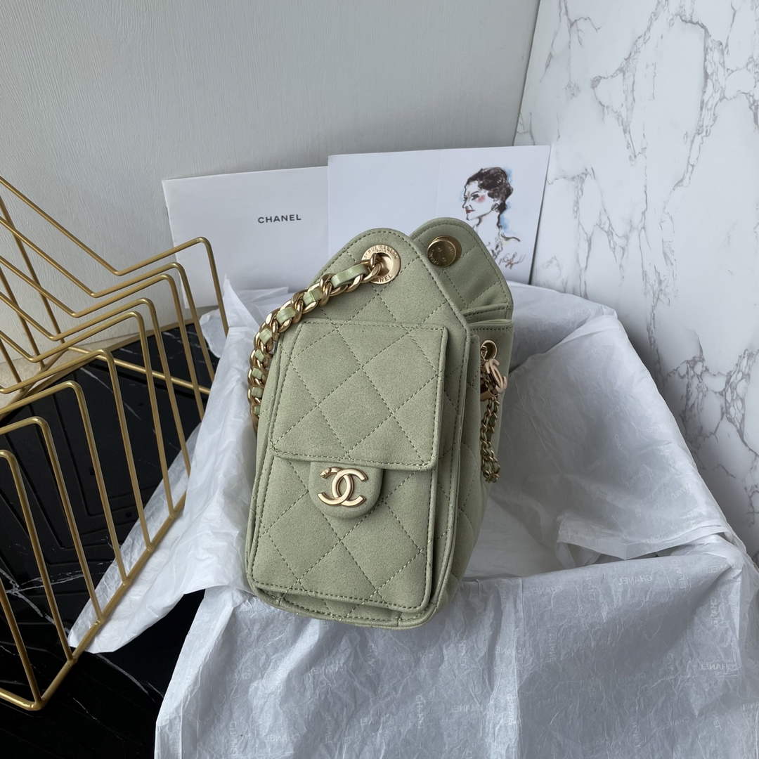 Chanel 25 Mini Handbag AS5631 - Green Suede Calfskin