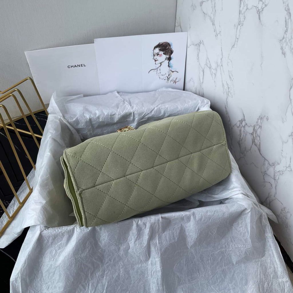 Chanel 25 Mini Handbag AS5631 - Green Suede Calfskin