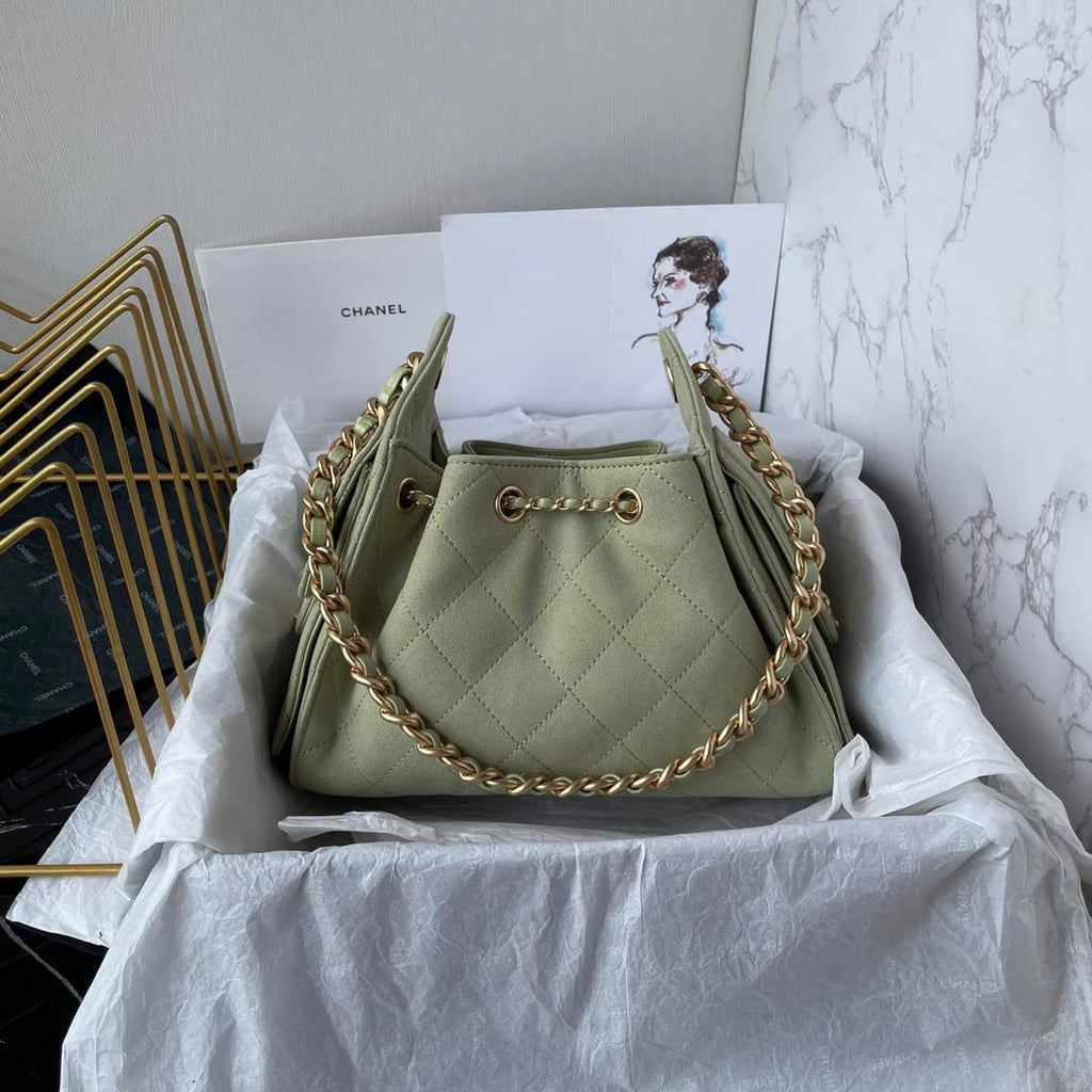 Chanel 25 Mini Handbag AS5631 - Green Suede Calfskin