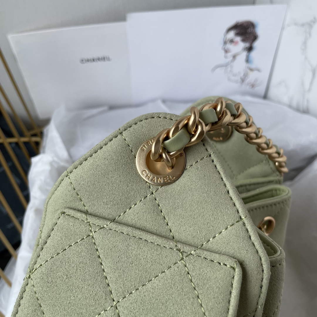 Chanel 25 Mini Handbag AS5631 - Green Suede Calfskin