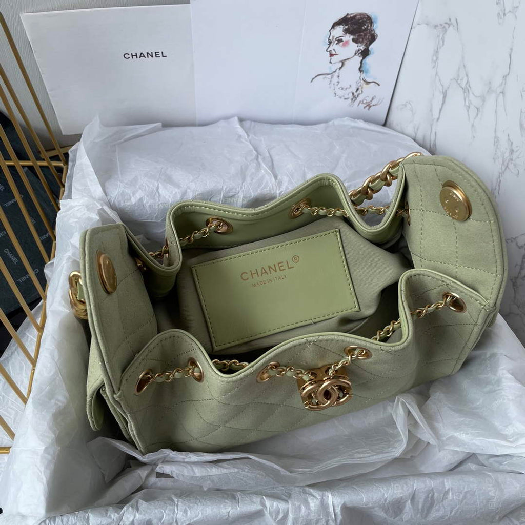 Chanel 25 Mini Handbag AS5631 - Green Suede Calfskin