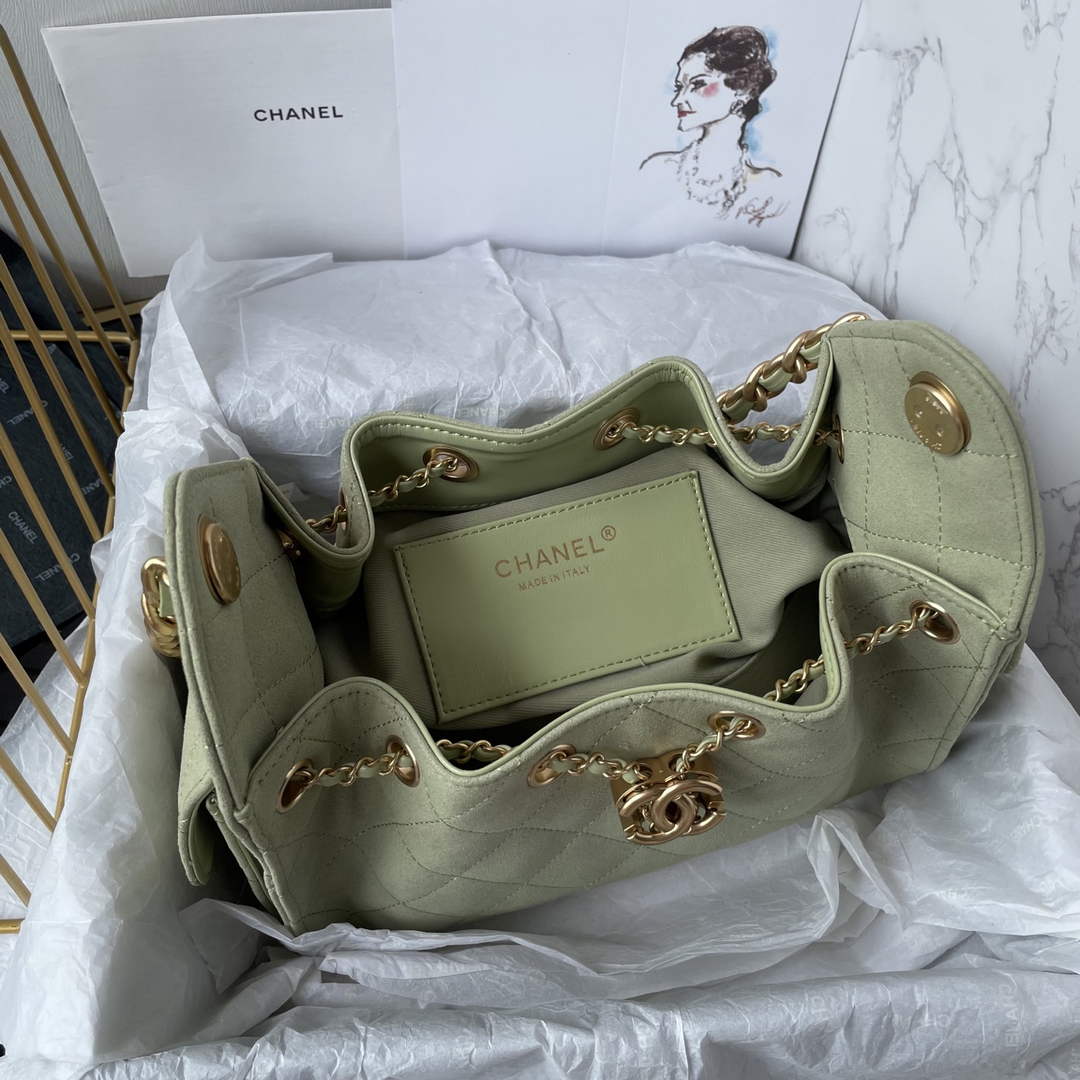 Chanel 25 Mini Handbag AS5631 - Green Suede Calfskin