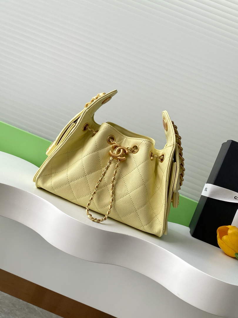 Chanel 25 Mini Handbag AS5631 - Yellow Grained Calfskin