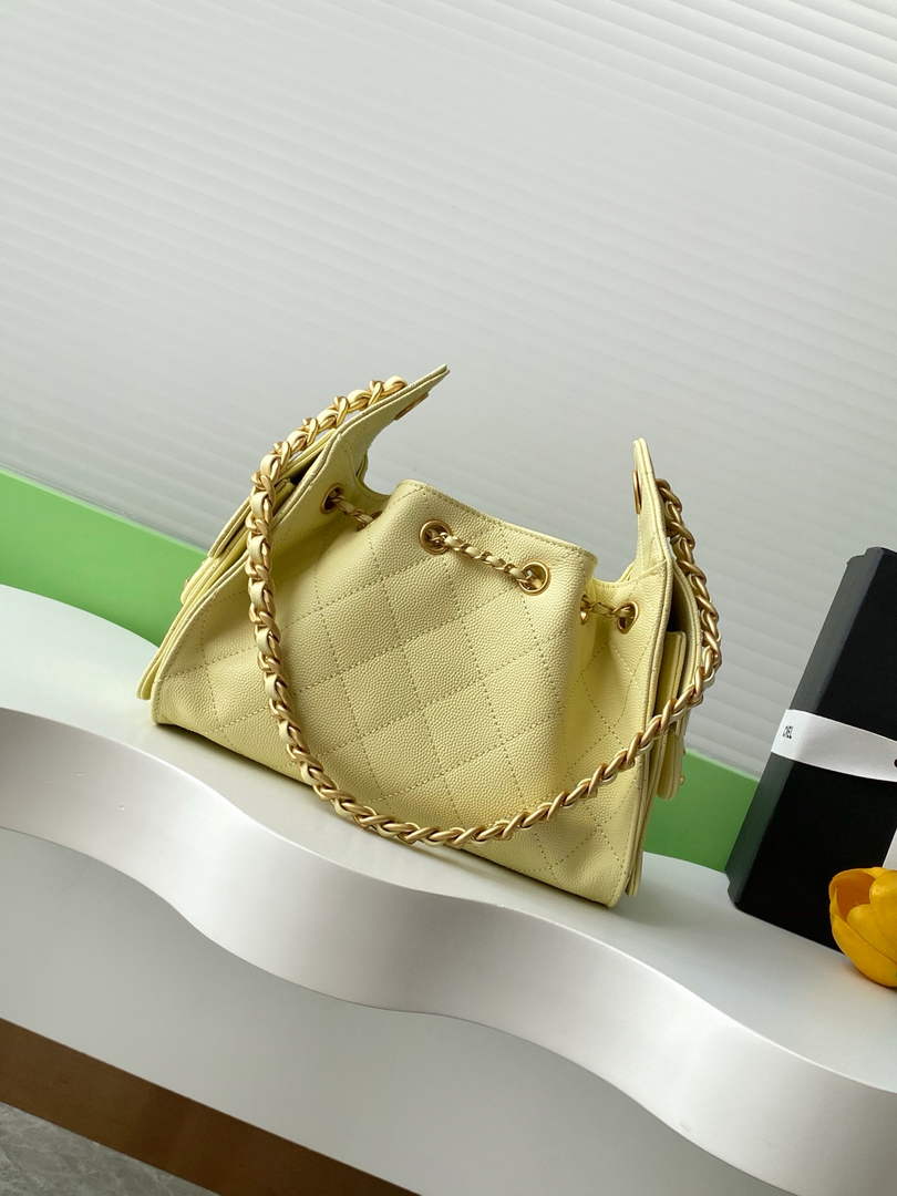 Chanel 25 Mini Handbag AS5631 - Yellow Grained Calfskin