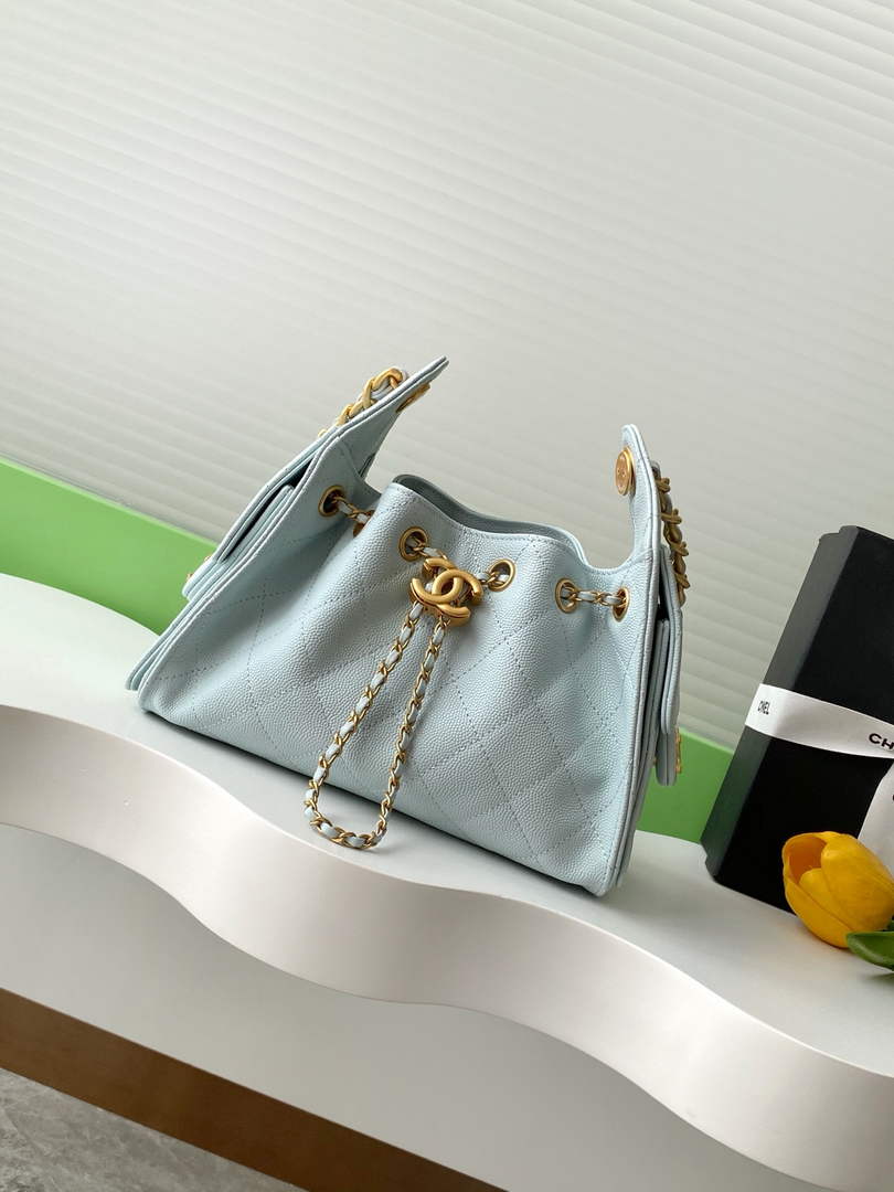 Chanel 25 Mini Handbag AS5631 - Light Blue Grained Calfskin