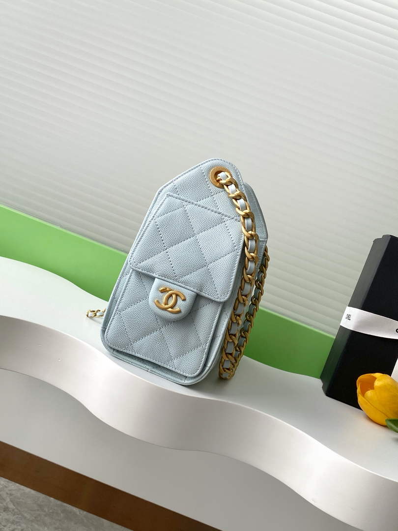 Chanel 25 Mini Handbag AS5631 - Light Blue Grained Calfskin