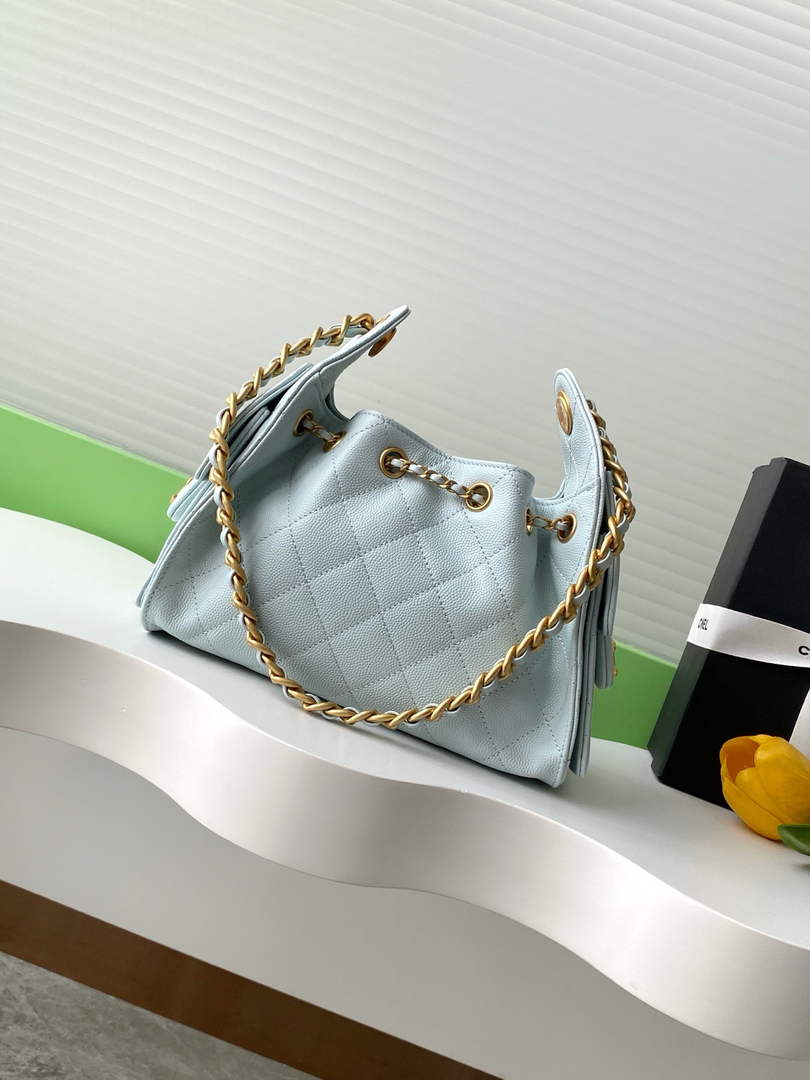 Chanel 25 Mini Handbag AS5631 - Light Blue Grained Calfskin