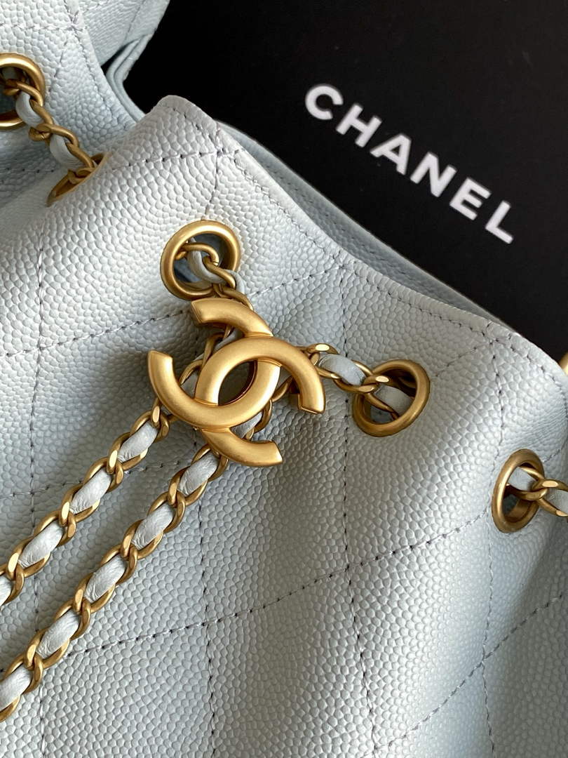 Chanel 25 Mini Handbag AS5631 - Light Blue Grained Calfskin