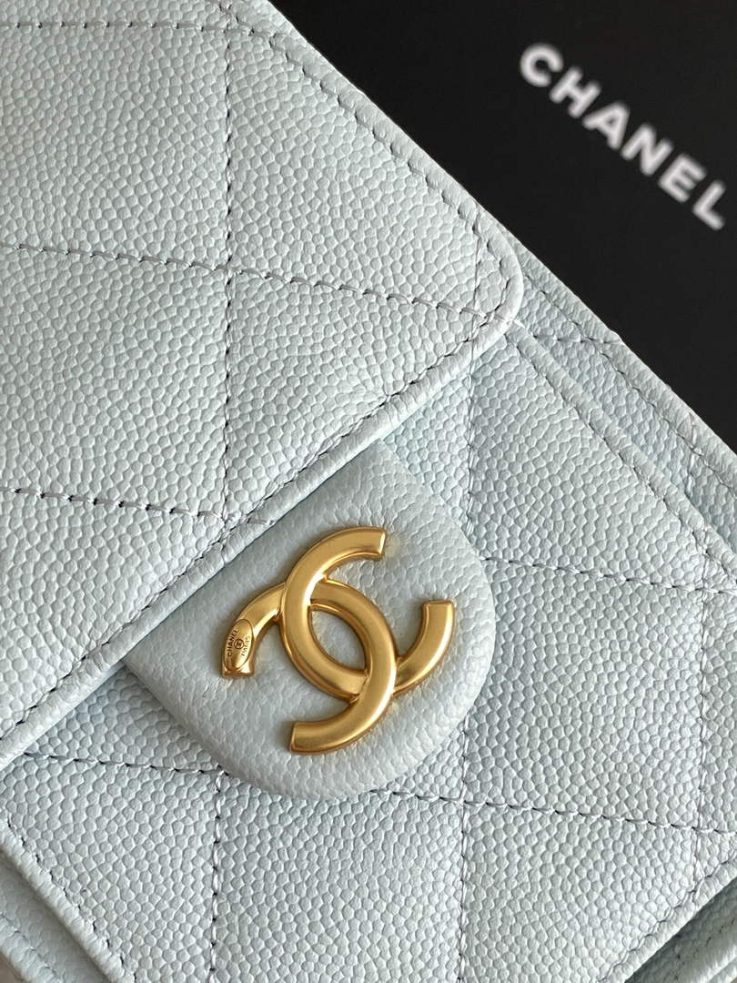 Chanel 25 Mini Handbag AS5631 - Light Blue Grained Calfskin