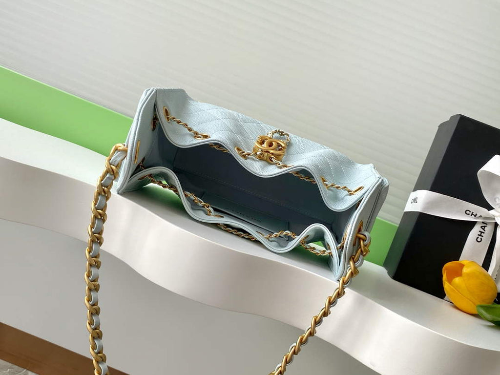 Chanel 25 Mini Handbag AS5631 - Light Blue Grained Calfskin
