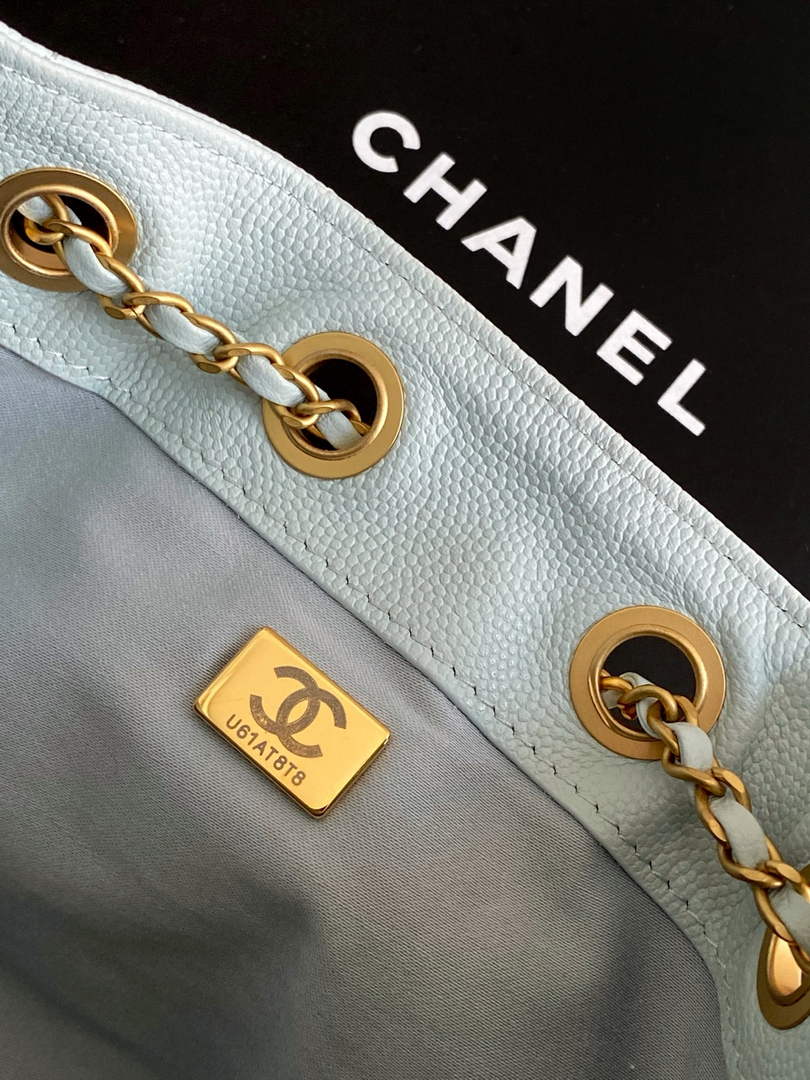Chanel 25 Mini Handbag AS5631 - Light Blue Grained Calfskin