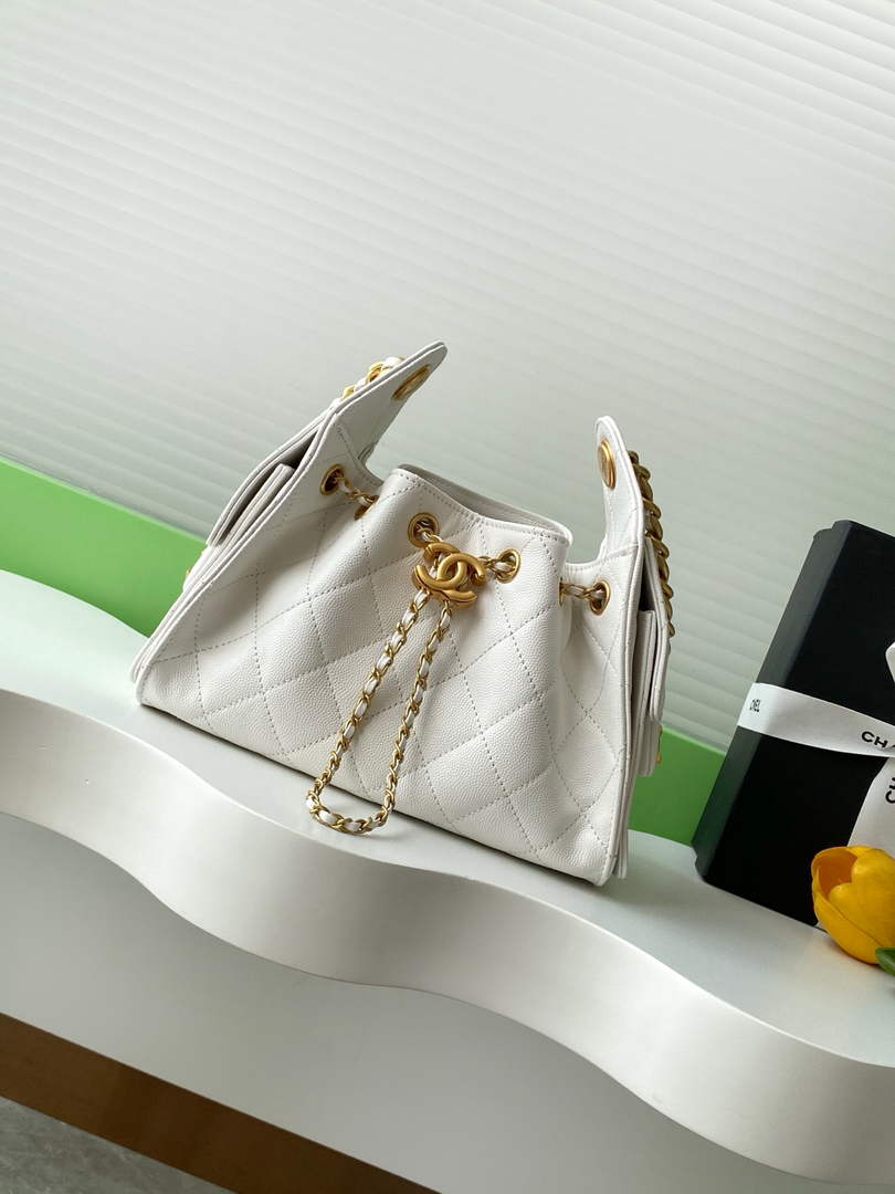Chanel 25 Mini Handbag AS5631 - White Grained Calfskin