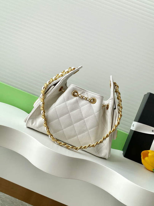 Chanel 25 Mini Handbag AS5631 - White Grained Calfskin
