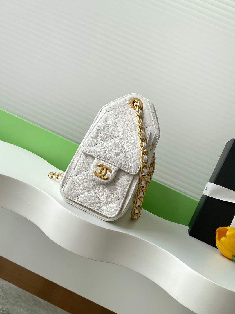 Chanel 25 Mini Handbag AS5631 - White Grained Calfskin