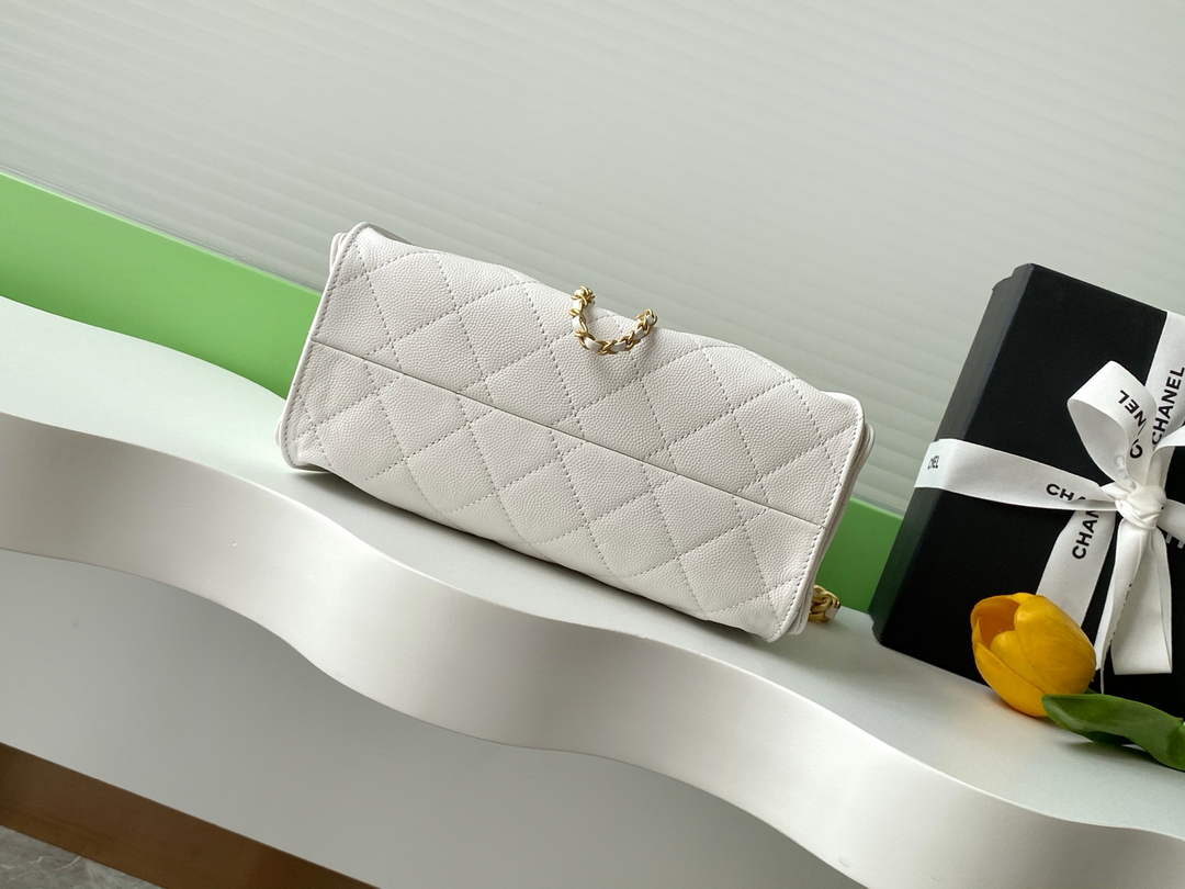 Chanel 25 Mini Handbag AS5631 - White Grained Calfskin