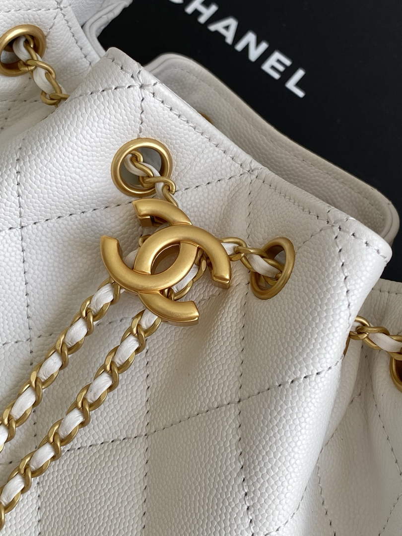 Chanel 25 Mini Handbag AS5631 - White Grained Calfskin