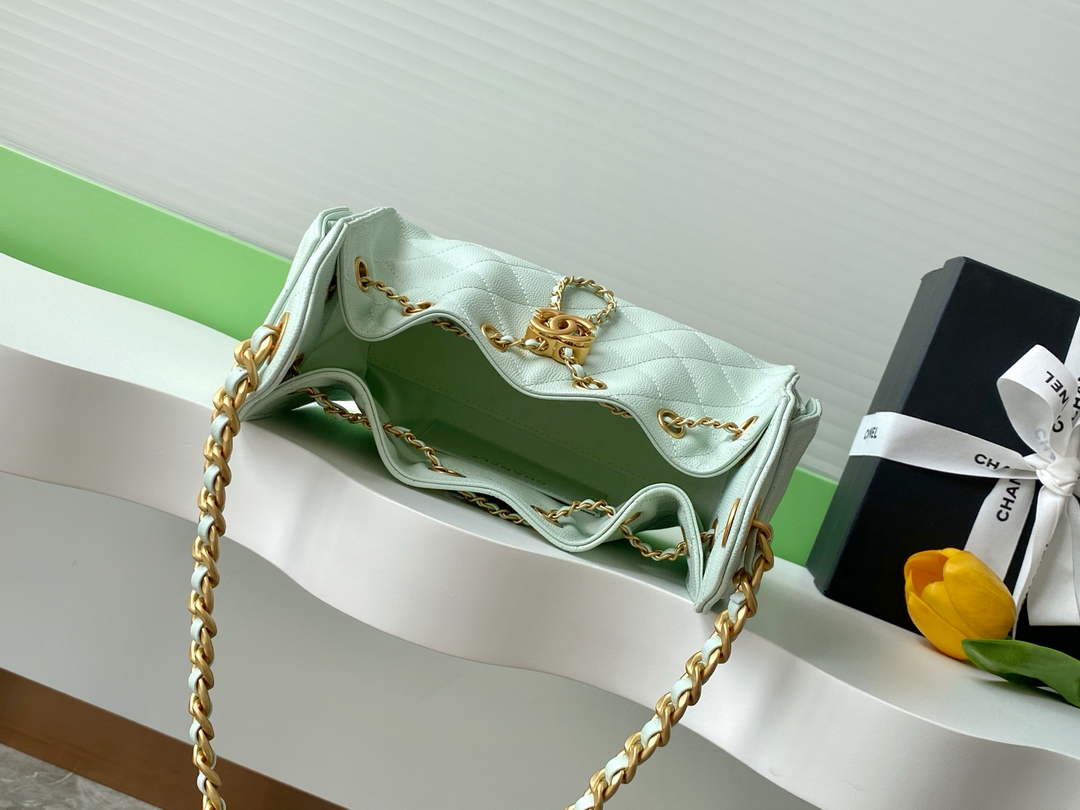 Chanel 25 Mini Handbag AS5631 - Green Grained Calfskin