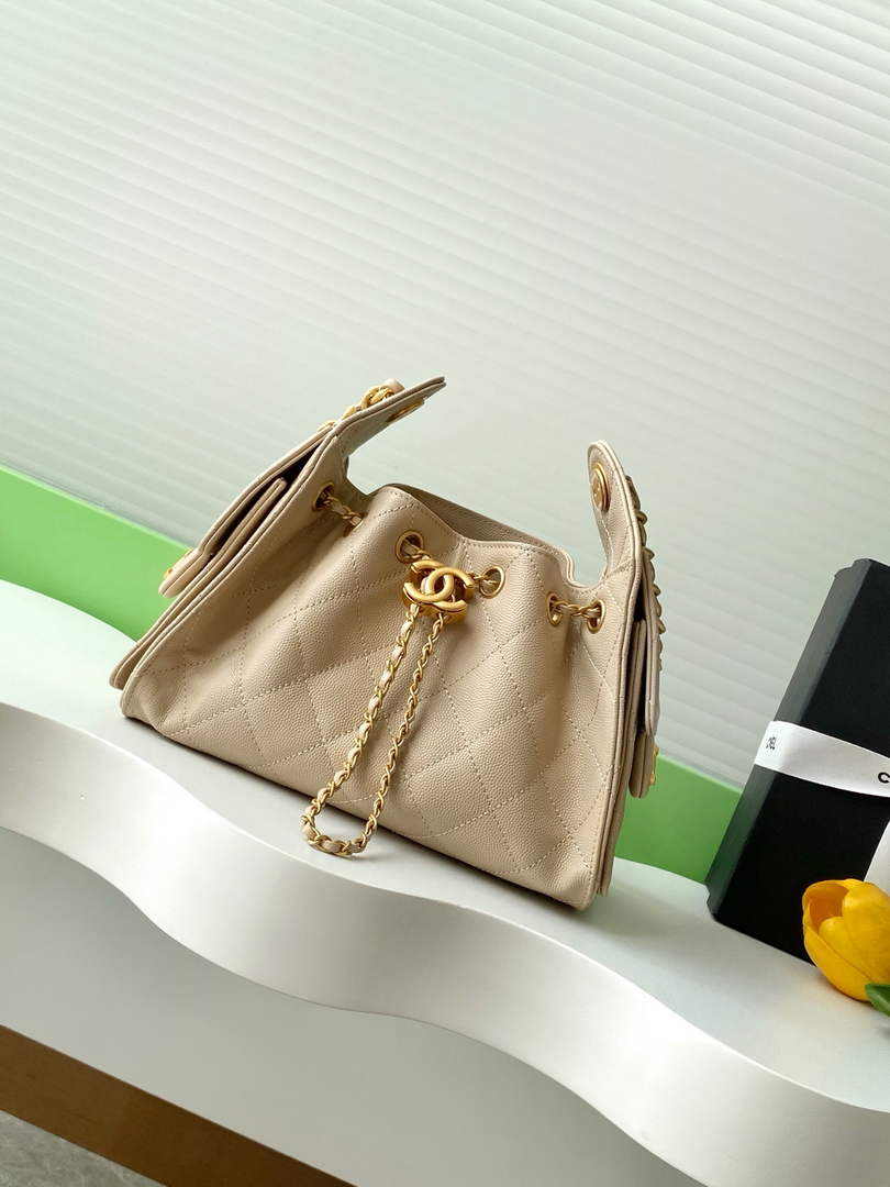 Chanel 25 Mini Handbag AS5631 - Apricot Grained Calfskin