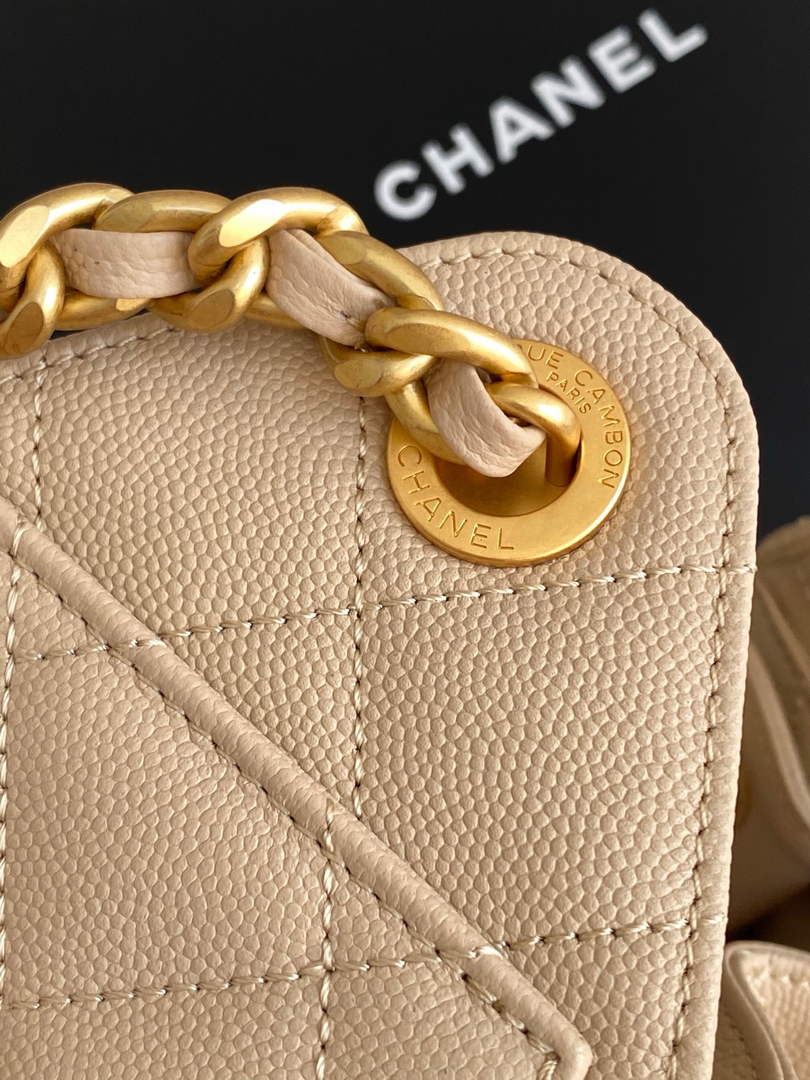 Chanel 25 Mini Handbag AS5631 - Apricot Grained Calfskin