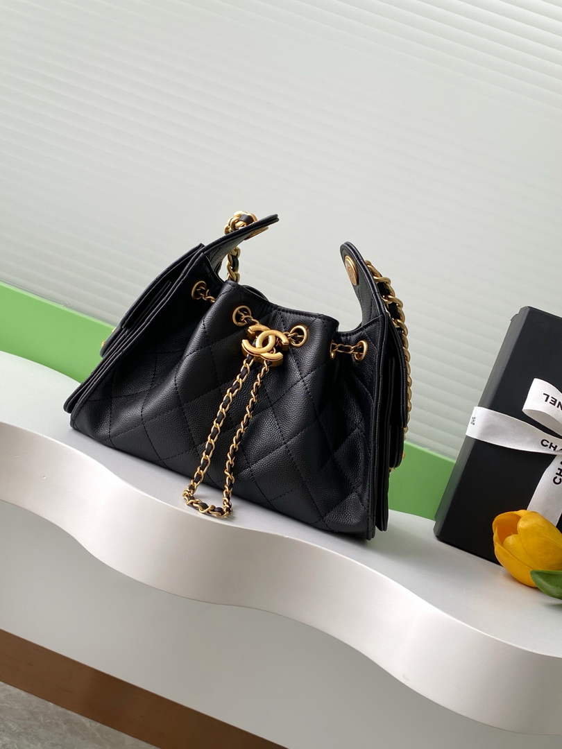 Chanel 25 Mini Handbag AS5631 - Black Grained Calfskin