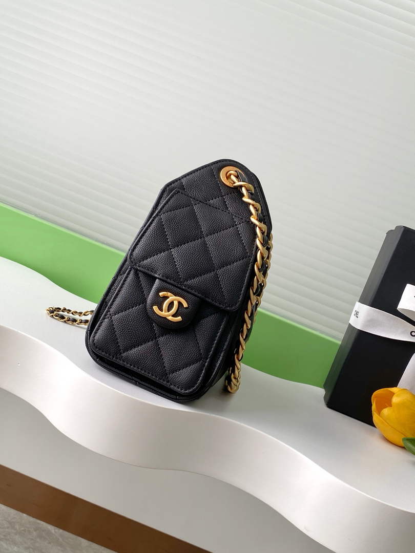 Chanel 25 Mini Handbag AS5631 - Black Grained Calfskin