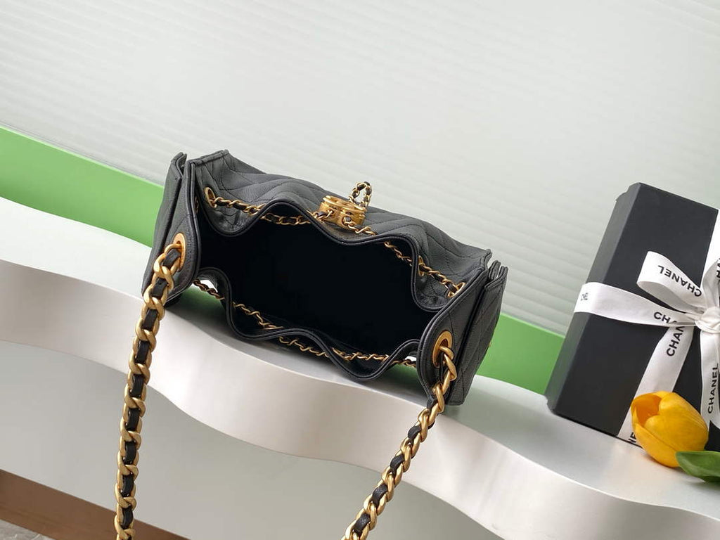 Chanel 25 Mini Handbag AS5631 - Black Grained Calfskin