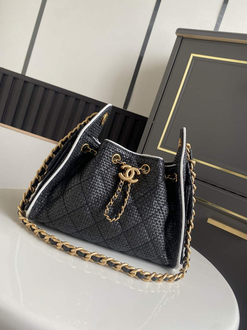 Chanel 25 Mini Hobo Bag AS5631 Braided Raffia