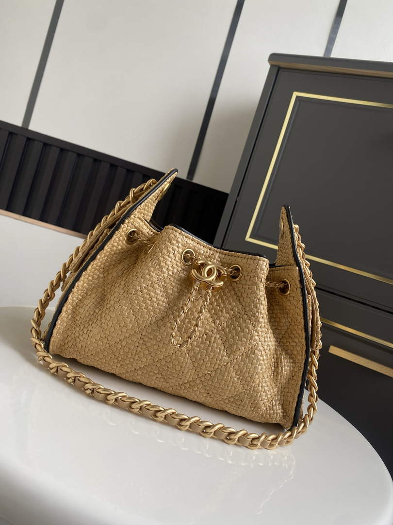 Chanel 25 Mini Hobo Bag AS5631 Braided Raffia