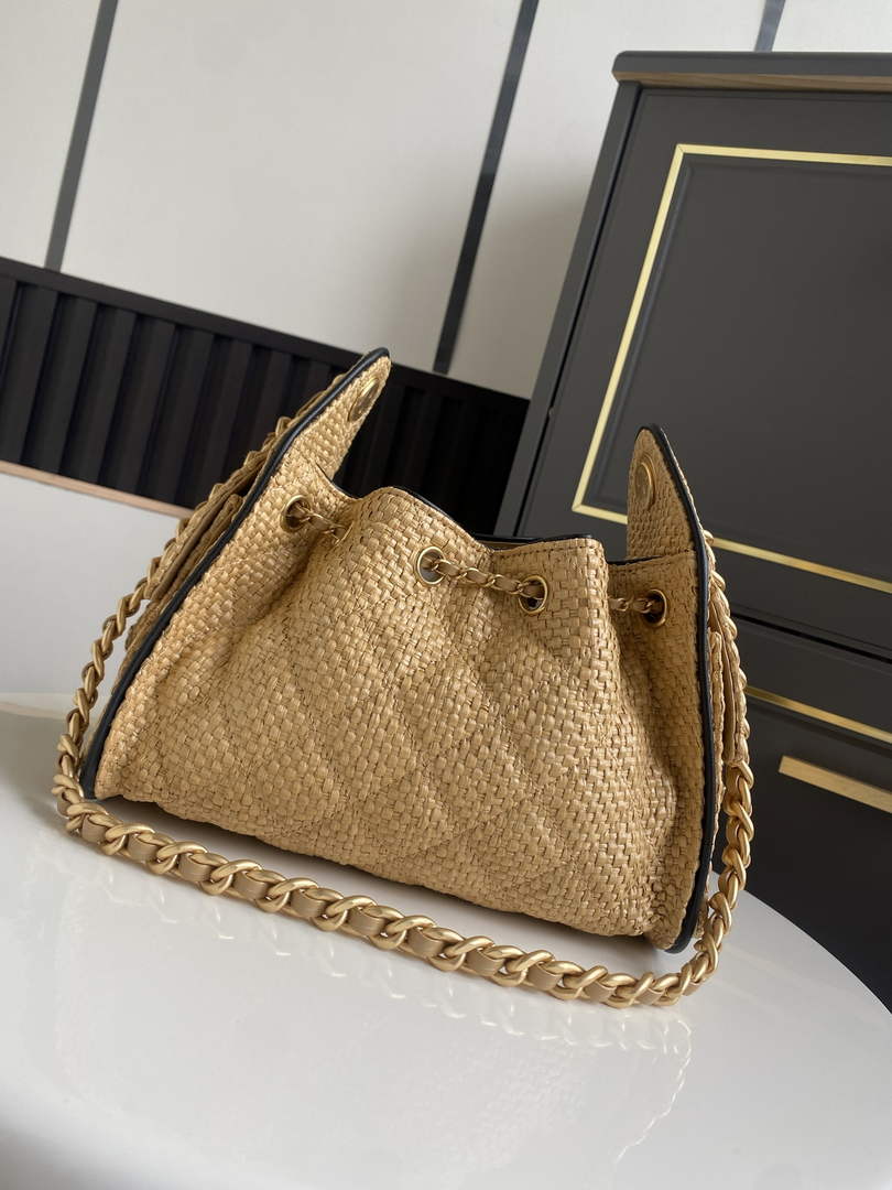 Chanel 25 Mini Hobo Bag AS5631 Braided Raffia