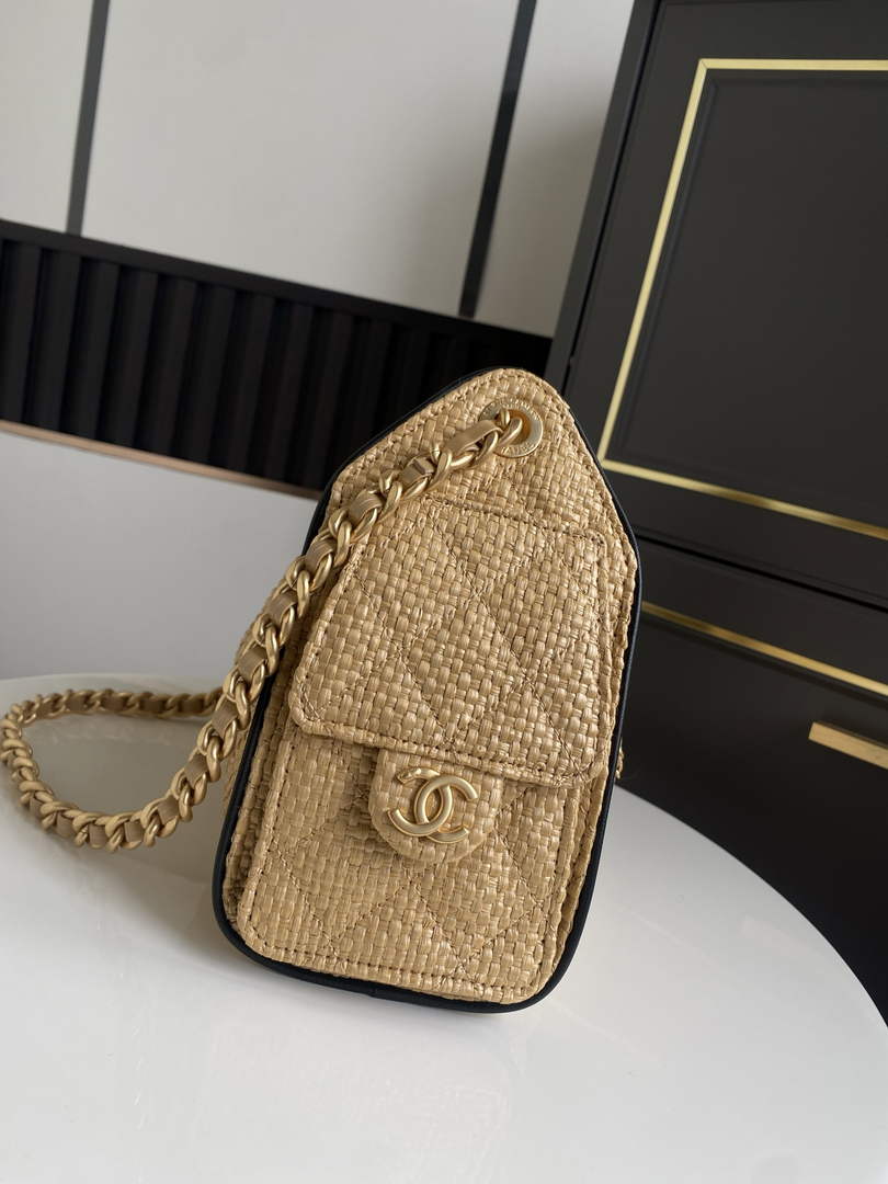 Chanel 25 Mini Hobo Bag AS5631 Braided Raffia