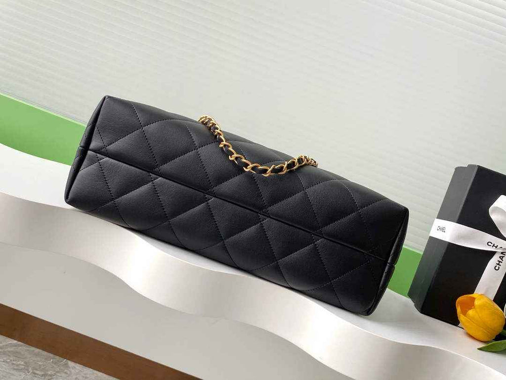 Chanel 25 Shopping Bag - Black Calfskin - AS5657