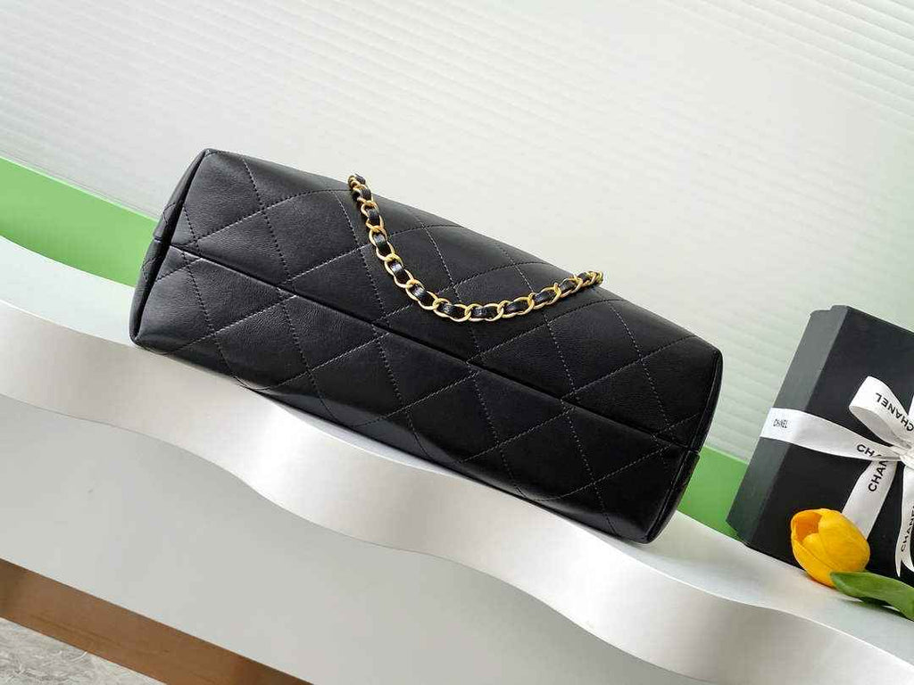 Chanel 25 Shopping Bag - Black Suede Calfskin - AS5657