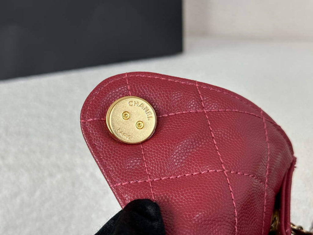 Chanel 25 small handbag, AS5293 Grained Calfskin Wine Red