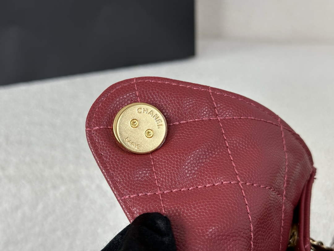 Chanel 25 small handbag, AS5293 Grained Calfskin Wine Red