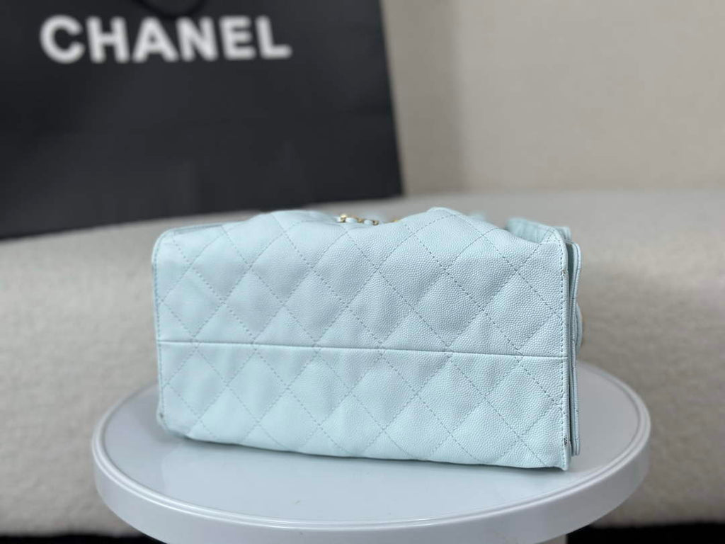 Chanel 25 small handbag, AS5293 Grained Calfskin Blue