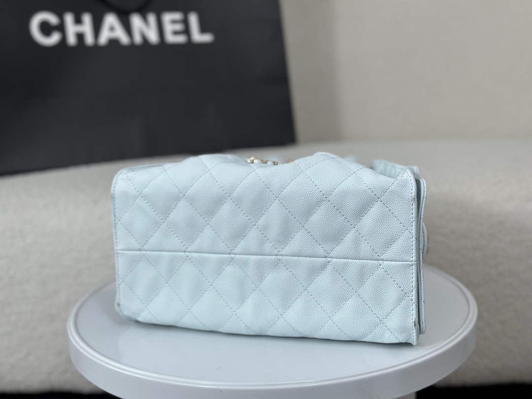 Chanel 25 small handbag, AS5293 Grained Calfskin Blue