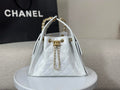 Chanel 25 small handbag, AS5293 Grained Calfskin White