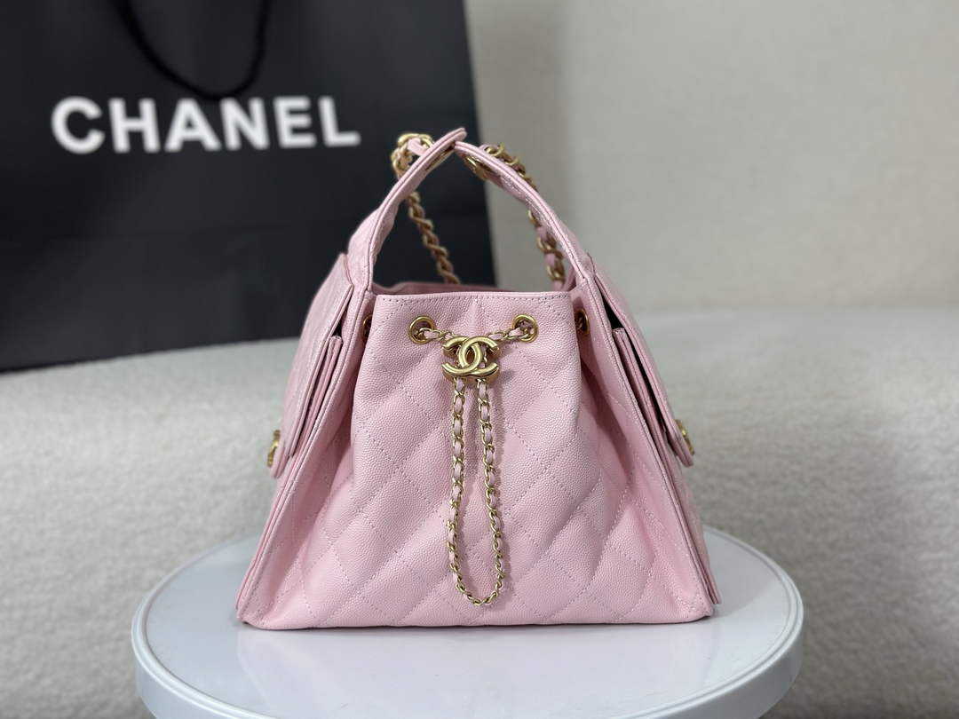 Chanel 25 small handbag, AS5293 Grained Calfskin Pink