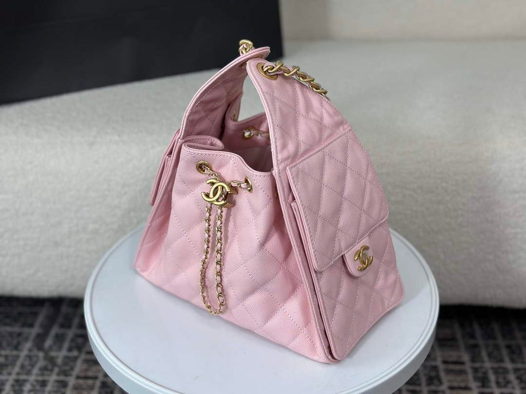 Chanel 25 small handbag, AS5293 Grained Calfskin Pink
