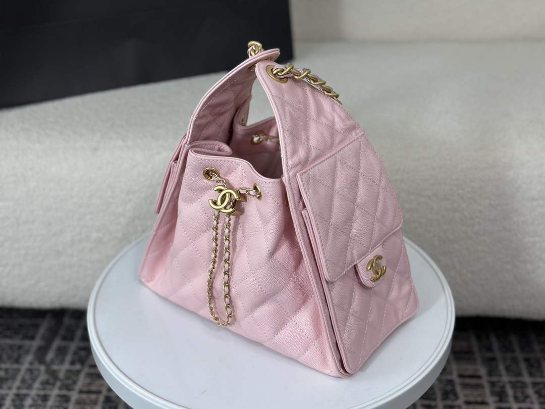 Chanel 25 small handbag, AS5293 Grained Calfskin Pink