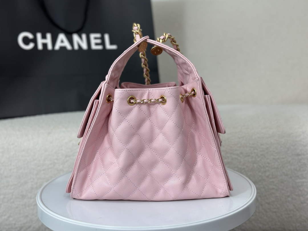 Chanel 25 small handbag, AS5293 Grained Calfskin Pink