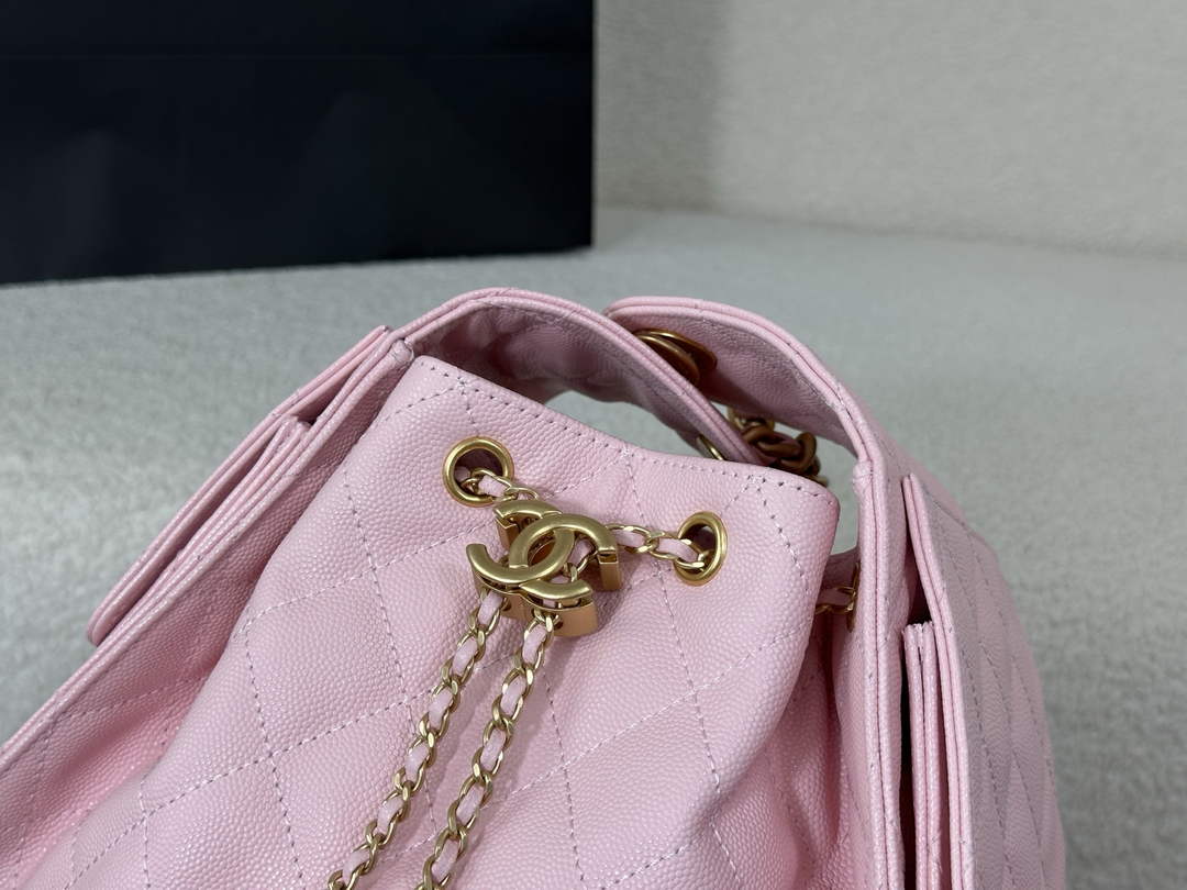 Chanel 25 small handbag, AS5293 Grained Calfskin Pink