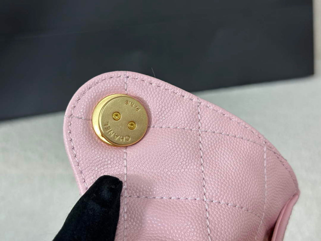 Chanel 25 small handbag, AS5293 Grained Calfskin Pink