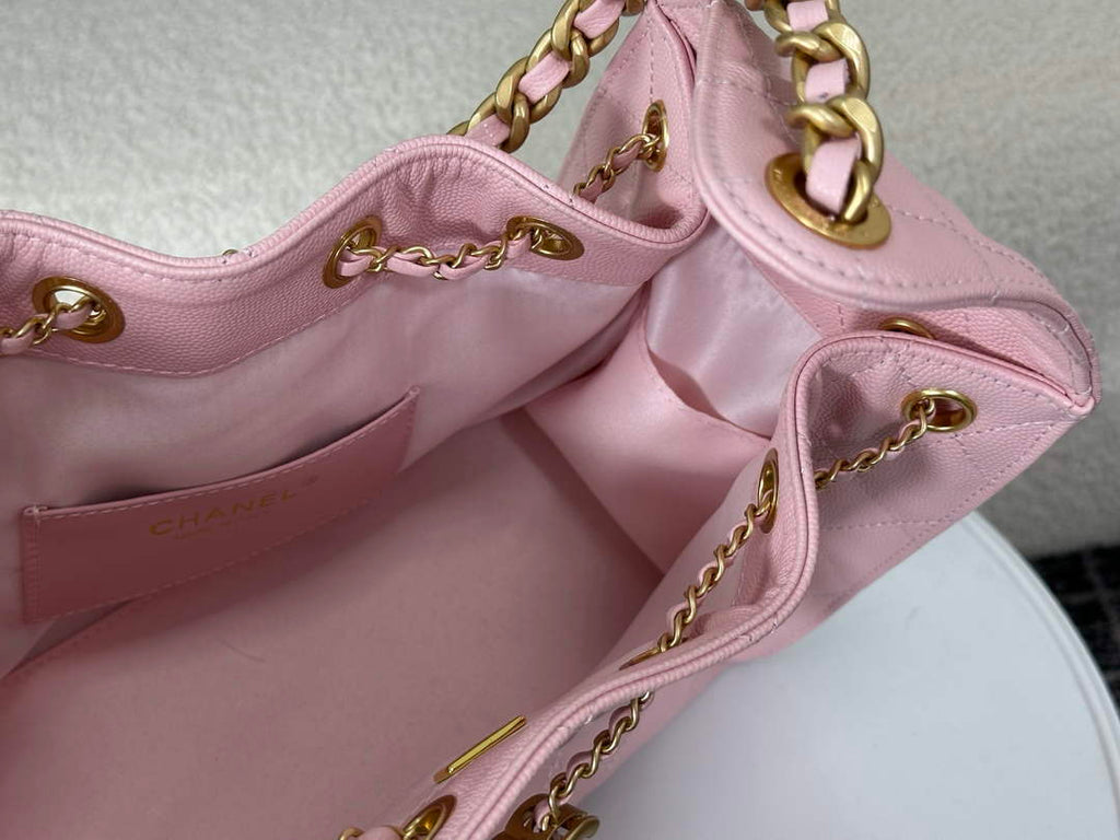 Chanel 25 small handbag, AS5293 Grained Calfskin Pink